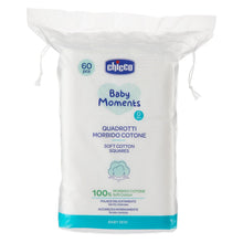 Carica l'immagine nel visualizzatore di Gallery, Chicco Baby Moments Quadrotti Morbido Cotone, Pulisce Delicatamente e Accarezza Morbidamente, Baby Skin, Bianco, 60 Pezzi, 0+ Mesi
