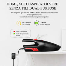 Carica l'immagine nel visualizzatore di Gallery, Aspirabriciole Senza Fili, Sonoka Aspirapolvere per Auto Portatile Potente(120W 5000PA 2200mAh), 20 Minuti di Aspirazione, Filtro HEPA umido e Secco per Auto/Casa[Con Luce a LED]