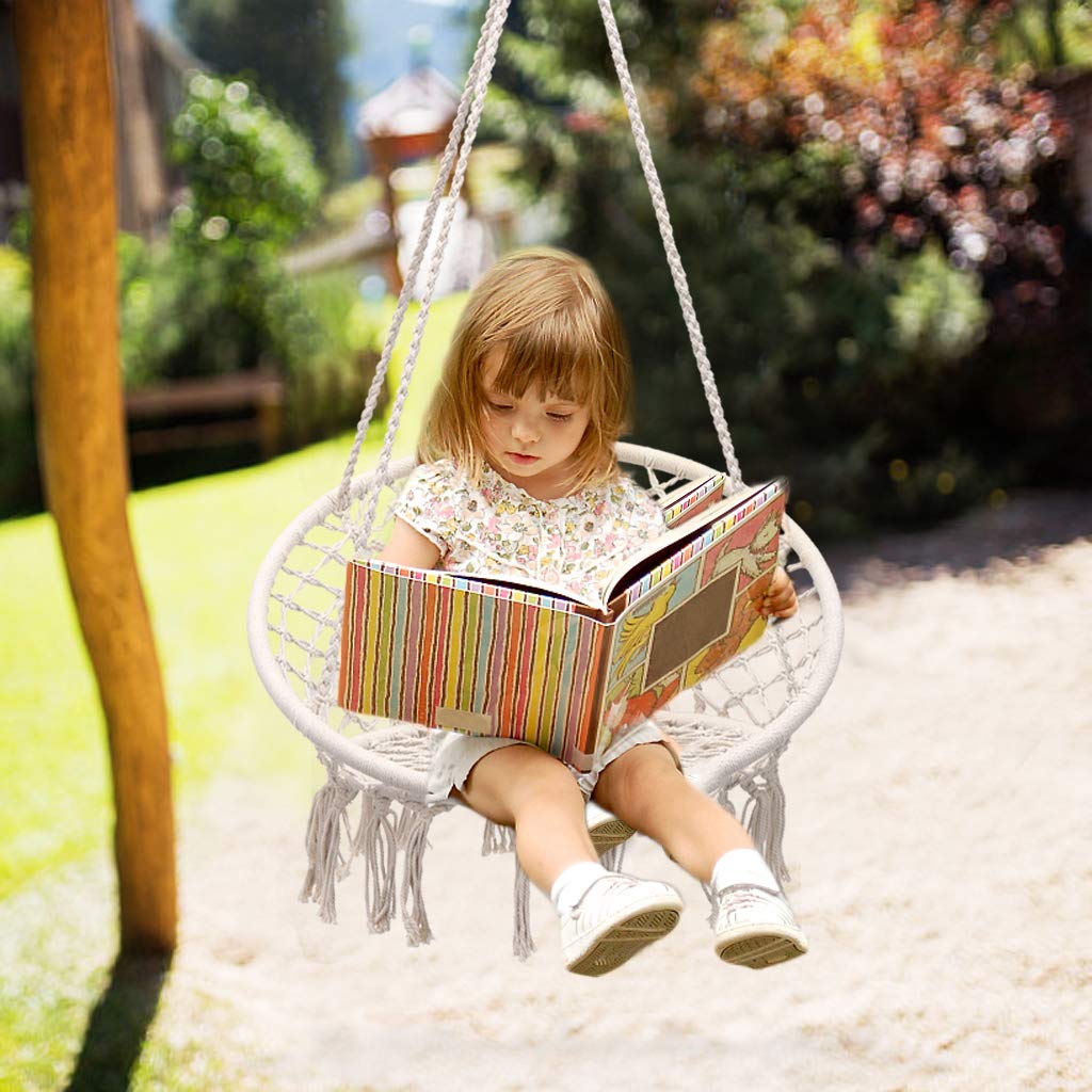 Sedia pensile per bambini, piccola amaca Altalena giardino Bianco - Ilgrandebazar