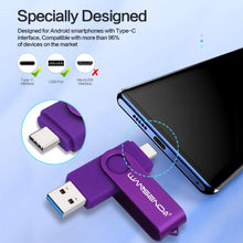 Carica l'immagine nel visualizzatore di Gallery, Chiavetta USB USB 3.0 di tipo C Wansenda USB Pen Drive OTG Flash Drive Per Tipo-C Dispositivi Android/PC/Mac (64GB, Viola) 64 Gb Viola