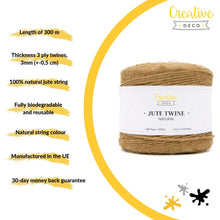 Carica l&#39;immagine nel visualizzatore di Gallery, Creative Deco 985 Piedi / 300 m Rotolo Spago Iuta | Spessore 3 300 m, Beige - Ilgrandebazar