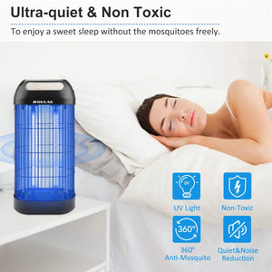 ROVLAK Lampada Antizanzare Elettrica Zanzariera Elettrica Silenziosa Lampada Antizanzare Insetticida con Luce UV da 18W Lampada Anti Zanzare per Cucina Soggiorno Camera dei Bambini, Nero