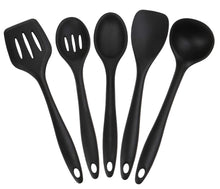 Carica l&#39;immagine nel visualizzatore di Gallery, joyoldelf Set da Cucina in Silicone 5 Pezzi - Spatole, 11.4*3.2*3.9, Nero - Ilgrandebazar