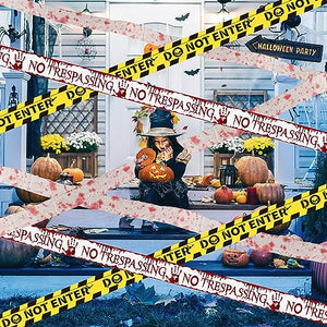 Nastro di Avvertenza Halloween*6pcs, ACTOYS 24m Garza Insanguinata di Halloween, Nastro di Avvertimento di Halloween, Nastro di Segnalazione Pericolo, Nastri di Avvertimento per Giardino di Halloween