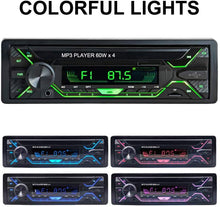 Carica l'immagine nel visualizzatore di Gallery, Aigoss Autoradio Bluetooth Stereo Auto 1 Din Car Radio FM Ricevitore 60W x 4, 5 Luci a Colori e Telecomando, Supporta MP3/ USB/SD/TF/AUX/File