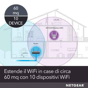 Netgear EX3700 Ripetitore WiFi AC750, Extender e 750 Mbps, Argento