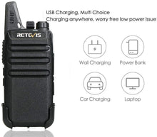 Carica l'immagine nel visualizzatore di Gallery, Retevis RT622 Walkie Talkie 16 Canali CTCSS/DCS Walkie Talkie Ricaricabili Allarme VOX Squelch Antenna Integrata Lunga Distanza USB Walkie Talkie Piccoli (Nero, 1 Coppia)