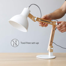 Carica l&#39;immagine nel visualizzatore di Gallery, Tomons lampada da lettura design legno classico, 47cm, Bianco - Ilgrandebazar