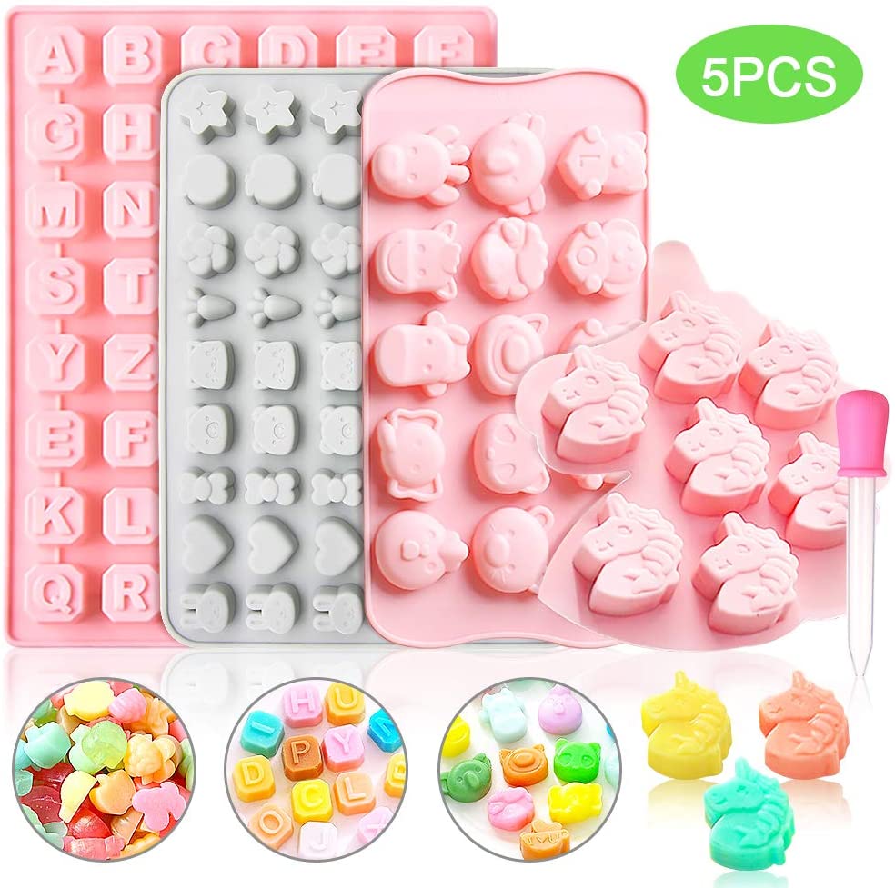 AYUQI Stampo in Silicone per Cioccolato, Animali e Stampo per Caramelle Unicorno Stampi da Forno per Gelatina per cubetti di Ghiaccio Truffle Mold con 1 contagocce per Cioccolato, Biscuit.etc