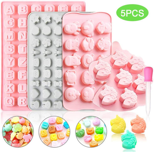 AYUQI Stampo in Silicone per Cioccolato, Animali e Stampo per Caramelle Unicorno Stampi da Forno per Gelatina per cubetti di Ghiaccio Truffle Mold con 1 contagocce per Cioccolato, Biscuit.etc