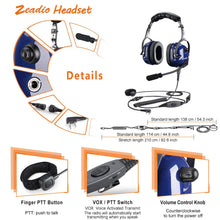 Carica l&#39;immagine nel visualizzatore di Gallery, Zeadio Cyanine militare Noise Cancelling Overhead Headset 2 spina per... - Ilgrandebazar