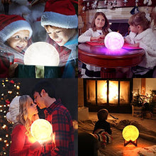 Carica l&#39;immagine nel visualizzatore di Gallery, Lampada Luna GEEDIAR 15cm 3D 500 mAh Batteria LED RGB Colorato Moon Lamp con...