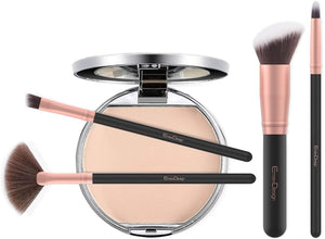 Pennelli Make Up EmaxDesign 17 pezzi Set di pennelli per trucco Fondotinta Cipria Crème Liquido Professionali Pennelli per volto ombretti e sopracciglio (Oro Rosa)