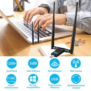 Adattatore Antenna WiFi USB, yotame Wireless Chiavetta con Dual Band... - Ilgrandebazar