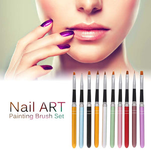 Anself 10pcs pennelli per unghie Art Design Polacco Brush Pen Set Nylon UV Gel Pittura Strumento unghie Pennello Stampa Decorazione Kit