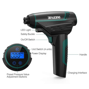 BEAUDENS Compressore Aria Portatile Auto Pompa Senza Fili per auto Nero - Ilgrandebazar