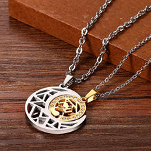 Carica l&#39;immagine nel visualizzatore di Gallery, Cupimatch Coppia Lovers Collana Acciaio Inox con Pendente Puzzle Sole Luna I... - Ilgrandebazar