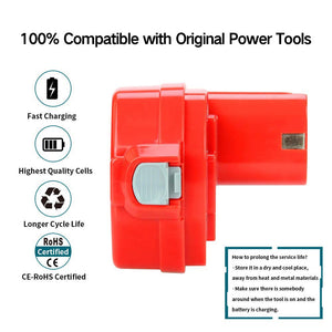 2 x Powayup 14.4V 3.0Ah 1420 NI-MH Sostituzione per Makita 3.0Ah-2, Rosso - Ilgrandebazar