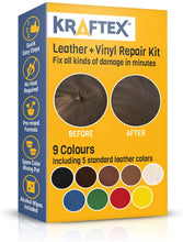 Carica l&#39;immagine nel visualizzatore di Gallery, Kit di Riparazione per Pelle e Vinile – Per Riparare, Ritoccare e Restaurare Graffi, Macchie e Crepe – Universale – Per Divani, Sedili Auto, Scarpe, Borse e Cruscotti – Con 5 Tonalità Diverse