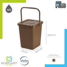 Carica l'immagine nel visualizzatore di Gallery, Ecoplast Pattumiera per Raccolta Differenziata, Apertura a Libro, Flessibile e Indeformabile, Resiste a tutte le Temperature, Interno ed Esterno, Oltre 80% Plastica Riciclata, Made in Italy, Marrone