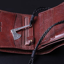 Carica l&#39;immagine nel visualizzatore di Gallery, Likgreat, bracciale intrecciato in corda di cuoio, avvolgente, con ascia di... - Ilgrandebazar