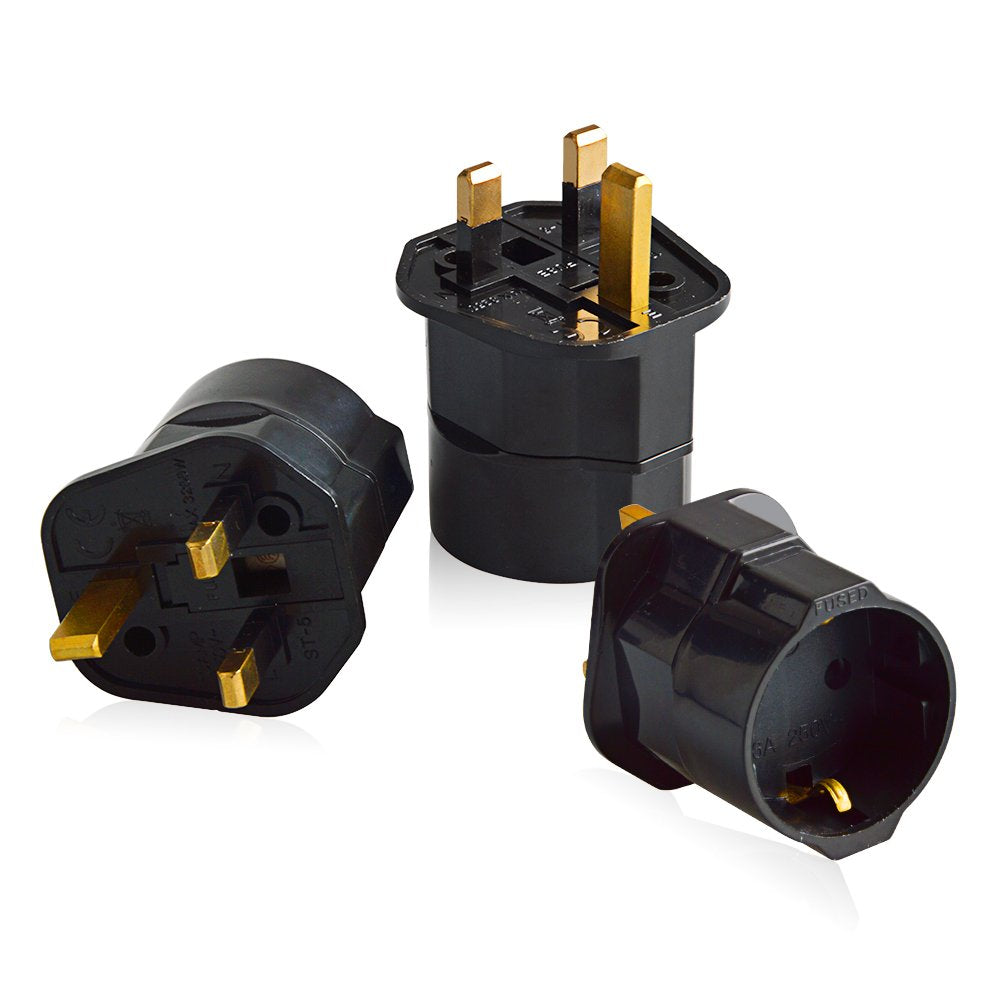 Neuftech - 3X Adattatori da Viaggio UK a Presa Europea Italia (schuko) 3 Pack