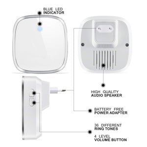 Campanello Senza Fili da Impermeabile Wireless Doorbell Con Raggio Bianco - Ilgrandebazar