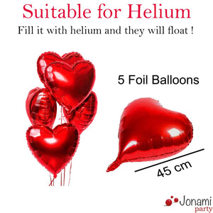 Kit Romantico, Love XXL Rosso, 6 Palloncini a Forma di Cuore Rossi, Set - Ilgrandebazar