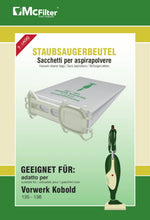 Carica l'immagine nel visualizzatore di Gallery, 18 Sacchetti per aspirapolvere compatibili con Vorwerk Kobold 135, 136, 135SC, VK 135 e VK 136, 5 strati di tessuto non tessuto, sacchetti tipo VO 8335 con chiusura igienica