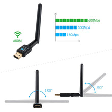 Carica l&#39;immagine nel visualizzatore di Gallery, Adattatore Antenna USB WiFi Chiavetta Wifi con 2dBi 600Mbps - Ilgrandebazar