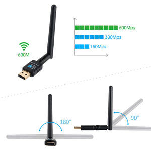 Adattatore Antenna USB WiFi Chiavetta Wifi con 2dBi 600Mbps - Ilgrandebazar