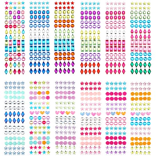 Phogary 870pcs 12 fogli autoadesivi strass adesivo, multicolore Bling... - Ilgrandebazar