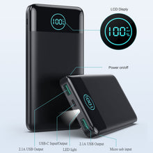 Carica l&#39;immagine nel visualizzatore di Gallery, AXNEB Power Bank 13800mAh,Ultra Sottile &amp; Leggero Caricatore Portatile con Display LCD,3A PD USB C Ingressi&amp;Uscite Powerbank con Torcia LED Batteria Esterna per iPhone Samsung Huawei Xiaomi ECC-Nero