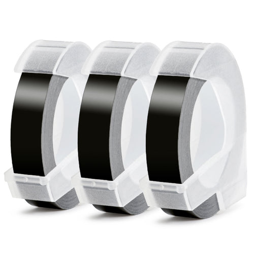3D Nastro Etichette a Rilievo Aken compatibile in 9mm, nero su bianco x 3 - Ilgrandebazar