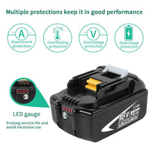 Carica l&#39;immagine nel visualizzatore di Gallery, Powayup 2X 18V 5.5Ah Sostituzione per Makita Batteria BL1860B 5.5Ah, Nero