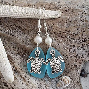 Fatti a mano alle Hawaii,"Doppia Turtles" Turquoise Bay orecchini di vetro... - Ilgrandebazar