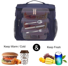 Carica l&#39;immagine nel visualizzatore di Gallery, esonmus Borsa Termica Pranzo, Borse Frigo Piccola Cibo Alimentazione con Grande capacità e Maniglia Durevole Lunch Box per Campeggio Lavoro Scuola Picnic 10L (Blu)