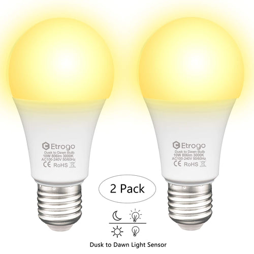 Lampadine Led Con Sensore Crepuscolare, E27 Sensor Luce di 10 W, Bianco Caldo