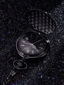Orologio da Tasca al Quarzo per Regalo del Marito, Custodia E Quadrante Nero - Ilgrandebazar
