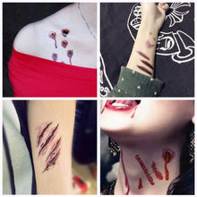 Carica l'immagine nel visualizzatore di Gallery, LOVEXIU Halloween Decorazioni, Halloween Decorazioni Horror, Halloween Zombie Scars Tattoos,Adesivi per Feste per Bambini, Decorazione di Vampiri di Halloween