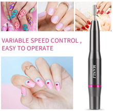 Carica l&#39;immagine nel visualizzatore di Gallery, Manli - Limaunghie elettrico, fresa elettrica per unghie, set per manicure, pedicure, con 11 corpi intercambiabili e 36 nastri abrasivi