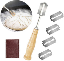Carica l'immagine nel visualizzatore di Gallery, Toulifly Bread Lame,Taglierina per Pane,Coltello da Panettiere,Coltello per Impasto,Coltello per Pane con 5 Lame Sostituibili,Coltello Curvo per Arco in Acciaio Inossidabile