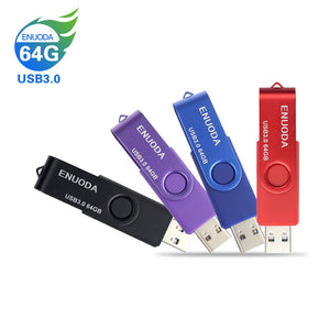 4 Pezzi 64GB Chiavetta ENUODA Pennetta Girevole USB 3.0 3.0, 4-Color - Ilgrandebazar