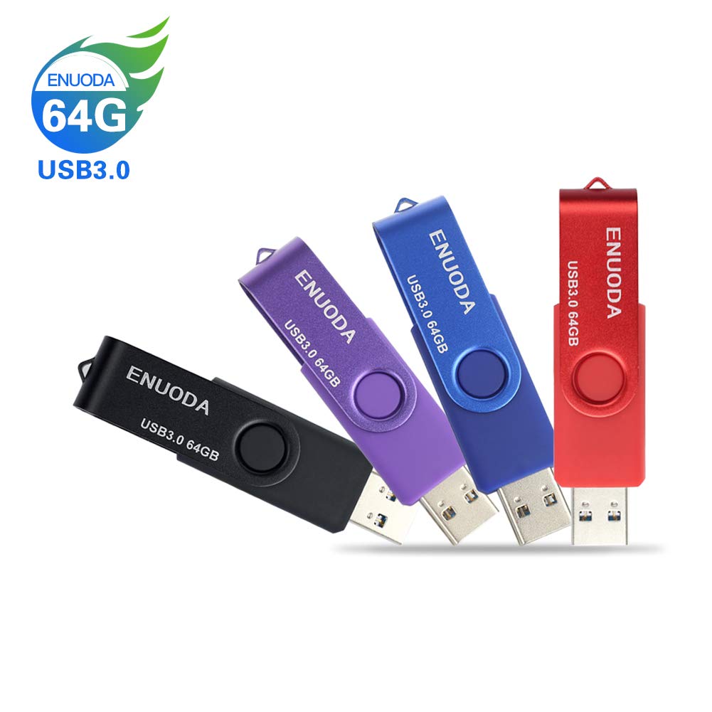 4 Pezzi 64GB Chiavetta ENUODA Pennetta Girevole USB 3.0 3.0, 4-Color - Ilgrandebazar