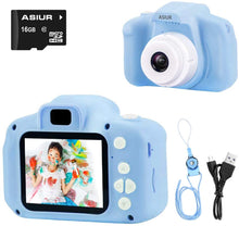 Carica l'immagine nel visualizzatore di Gallery, ASIUR Fotocamera Digitale per Bambini Giocattoli Fotocamera per Bambini Fotocamera da 2 Pollici Schermo HD Videocamera 1080P Regali per Ragazzi e Ragazze da 3 a 8 Anni (Bleu)