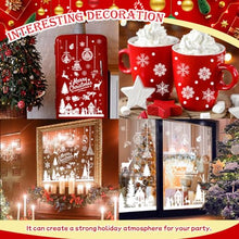 Carica l&#39;immagine nel visualizzatore di Gallery, Vetrofanie Natalizie, 9 Fogli Adesivi Natalizi per Finestre Decorazioni Natalizie per Vetrine Negozio Grandi Albero Fiocco di Neve Riutilizzabili Vetrofanie Natale Addobbi Natalizi per la Casa Interno