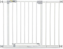 Carica l&#39;immagine nel visualizzatore di Gallery, Hauck Open&#39;n Stop Cancelletto di Sicurezza 96 - 101 cm, Estensione 21 cm a pressione, senza fori, Compatibile con Estensioni Separate e Adattatore Y, Metallo, Bianco, Per ringhiere rotonde