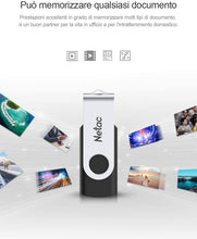 Carica l'immagine nel visualizzatore di Gallery, Netac 64G Chiavetta USB 2.0，Rotazione a 360 ° Pen Drive，USB Flash Drive velocità di Lettura Fino a 20 MB/s，Thumb Drive Memoria Stick