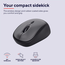 Carica l&#39;immagine nel visualizzatore di Gallery, Trust Yvi+ Mouse Wireless Silenzioso con Design Sostenibile, 800-1600 DPI, per Mano Sinistra e Destra, Microricevitore USB, Mouse Senza Fili Compatto per PC, Computer, Laptop, Mac - Nero