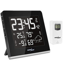 Carica l&#39;immagine nel visualizzatore di Gallery, GreenBlue GB151 DCF Stazione Meteo Wireless Con Sensore Esterno Nero - Ilgrandebazar